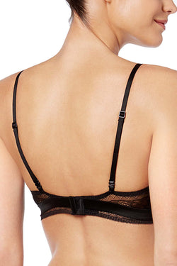Calvin Klein Black Label Unlined Triangle Floral Lace Bralette in Black thumbnail 4
