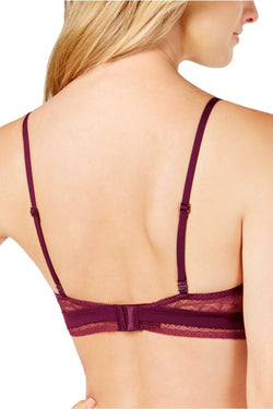 Calvin Klein Black Label Unlined Triangle Floral Lace Bralette in Bright Plum thumbnail 2