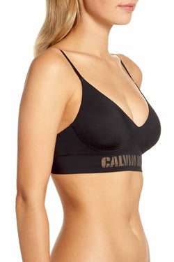 Calvin Klein Black Laser-Cut-Logo Triangle Bralette thumbnail 3