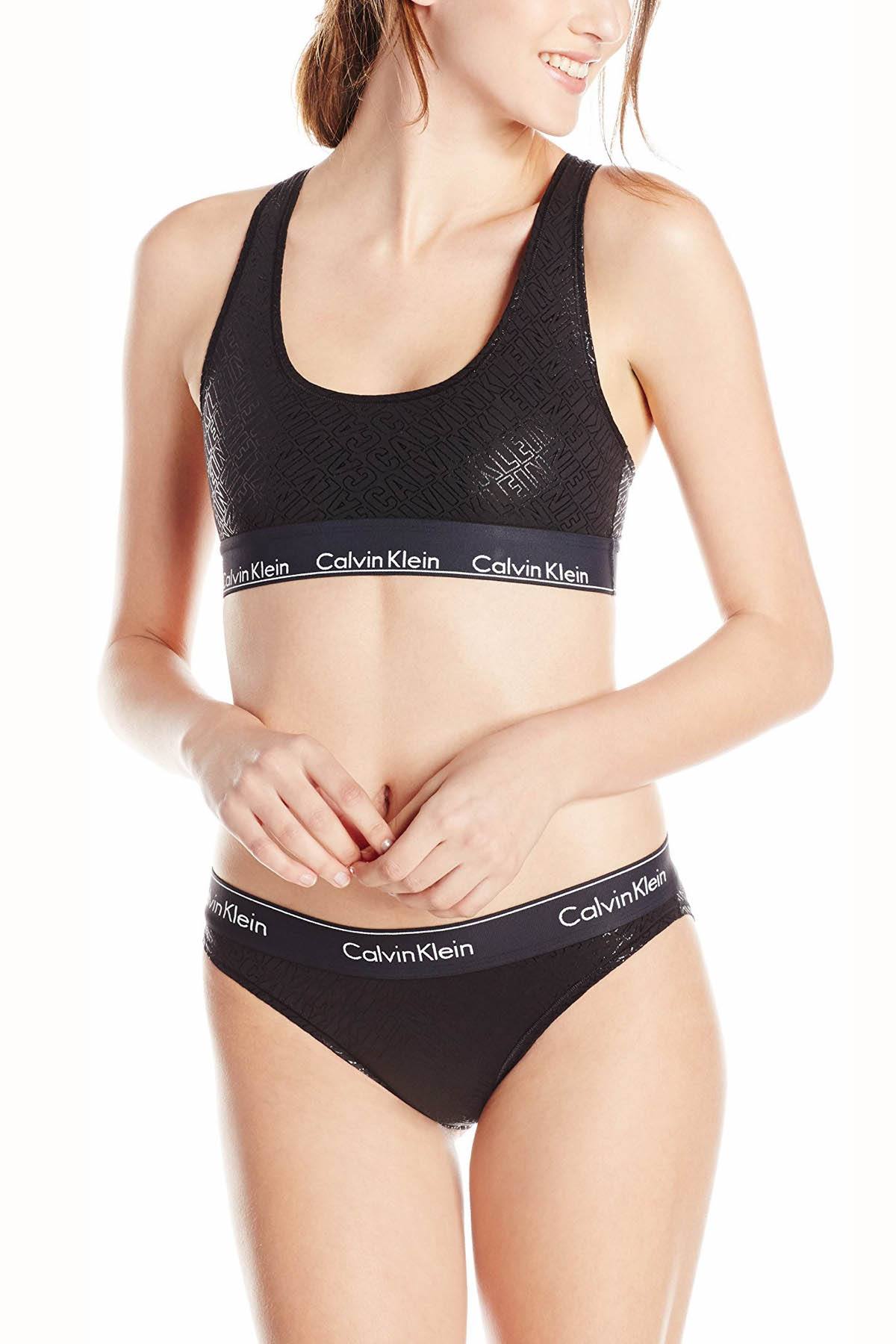 Calvin Klein Black Logo Modern Bralette, Bikini & Hair Tie Set