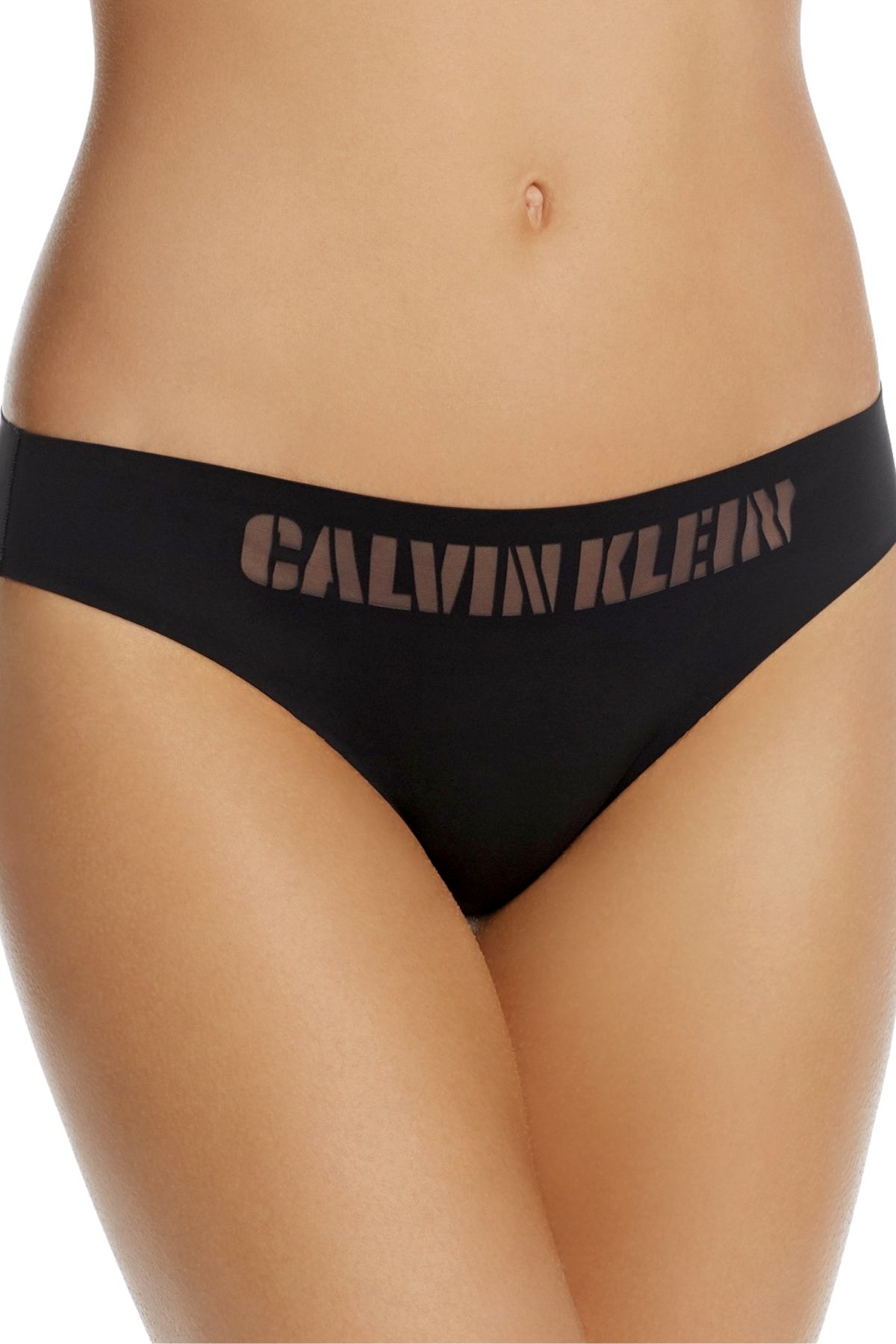 Calvin Klein Black Logo-Waist Laser-Cut Bikini Brief