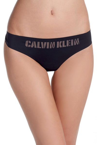 Calvin Klein Black Logo-Waist Laser-Cut Thong