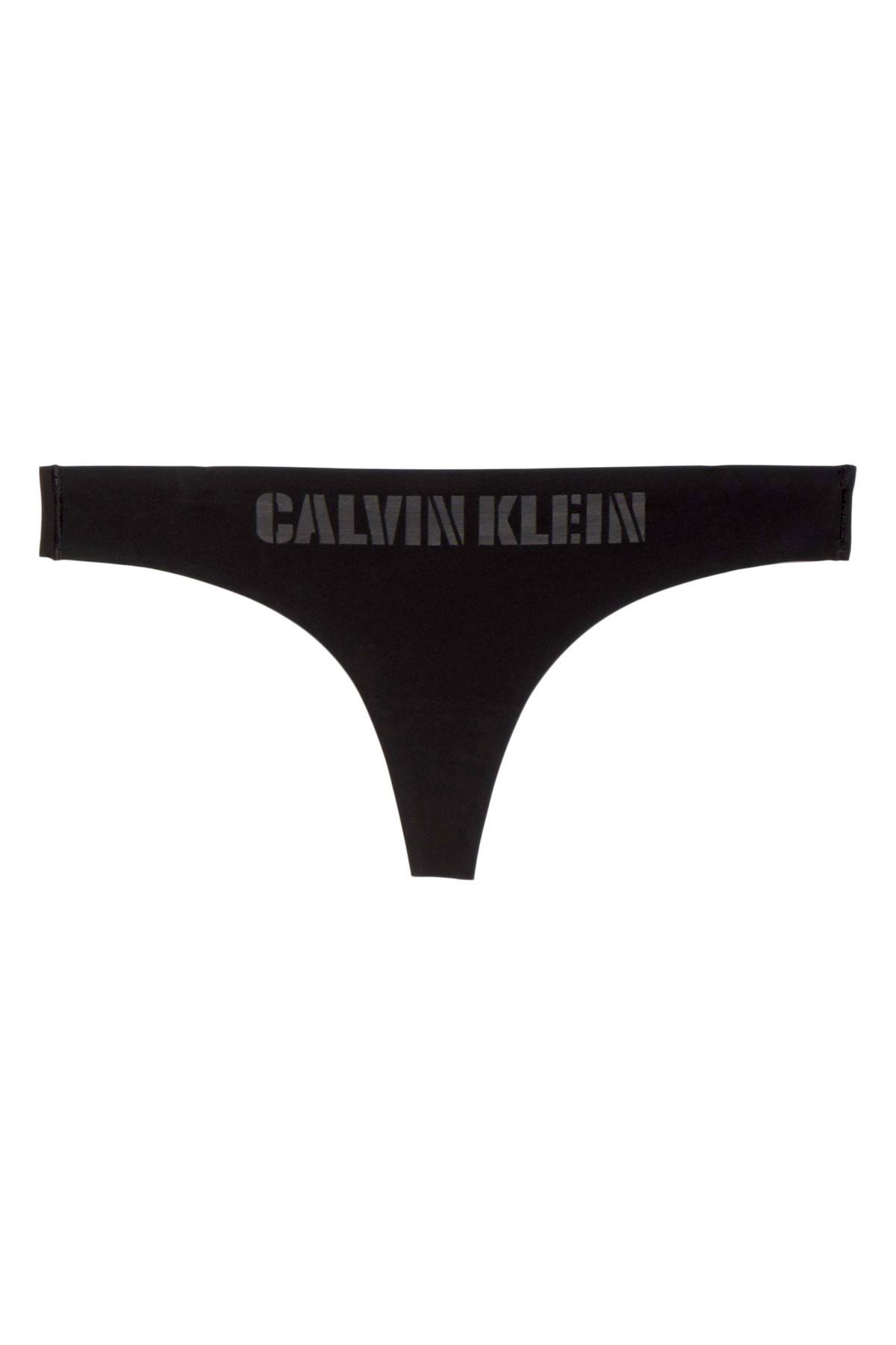 Calvin Klein Black Logo-Waist Laser-Cut Thong