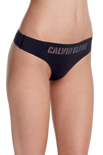 Calvin Klein Black Logo-Waist Laser-Cut Thong