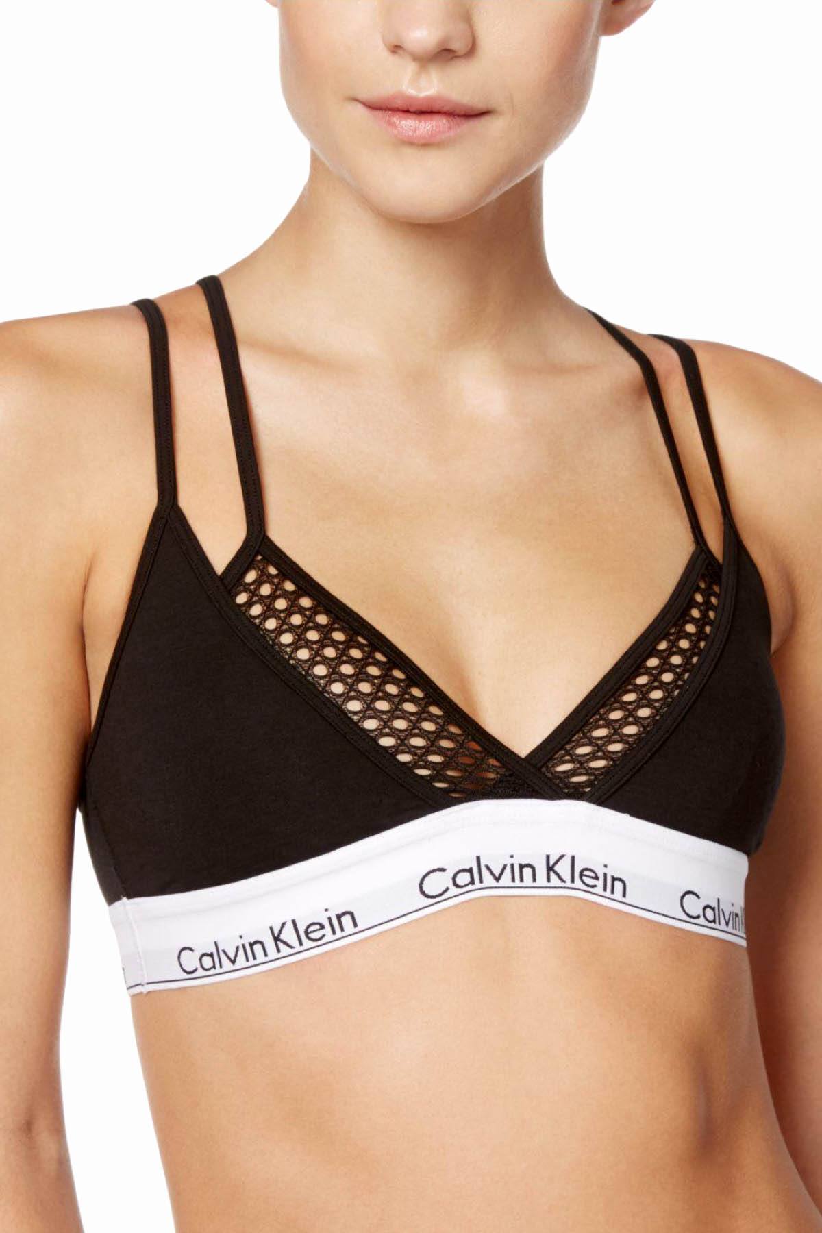 Calvin Klein Black Modern Cotton Mesh-Band Triangle Bralette