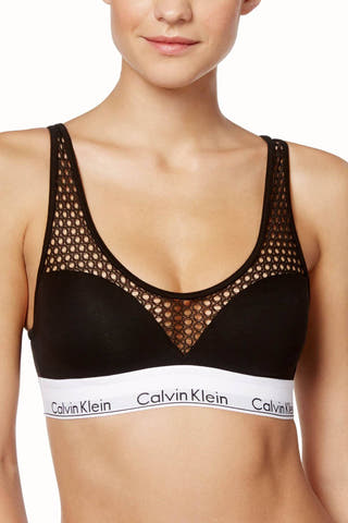 Calvin Klein Black Modern Cotton Push-Up Fishnet Bra