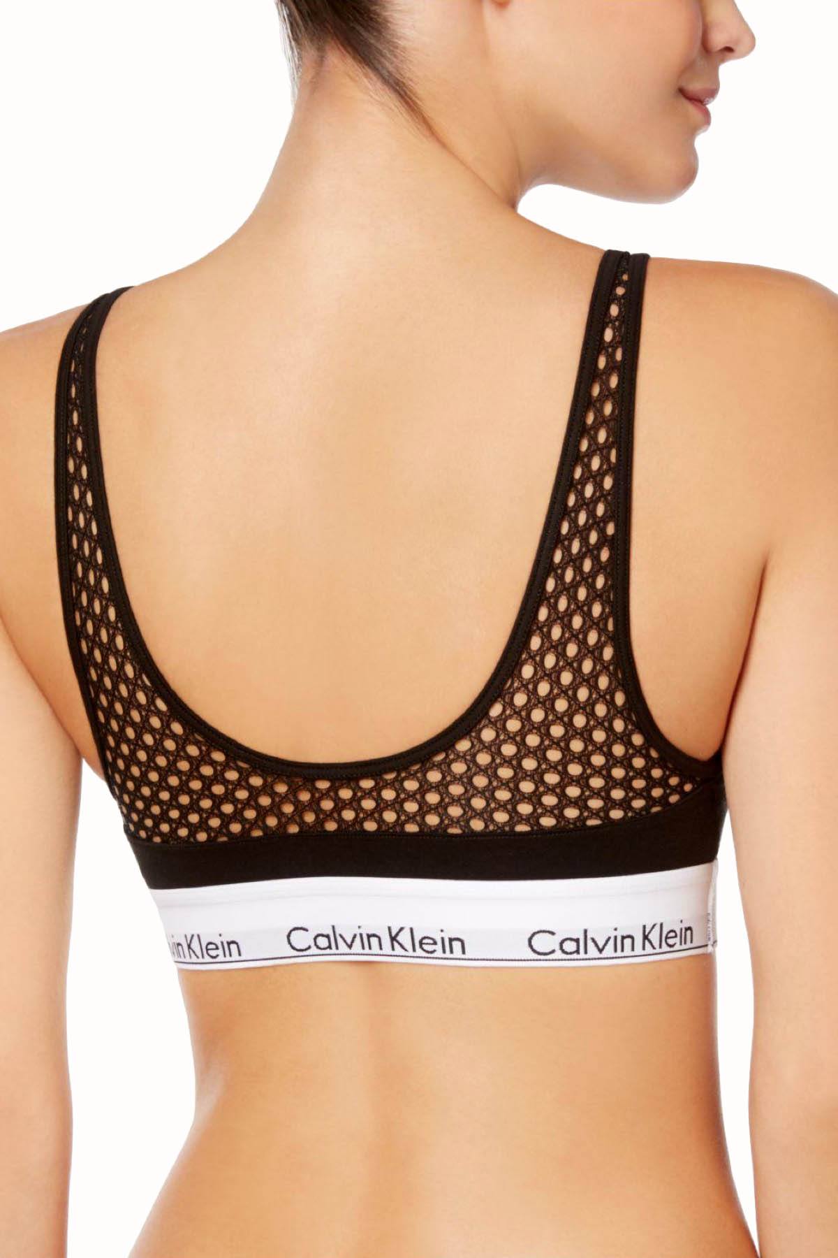 Calvin Klein Black Modern Cotton Push-Up Fishnet Bra – CheapUndies