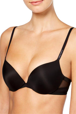 Calvin Klein Black Sculpted Mesh Panel Push Up Plunge Bra thumbnail 1