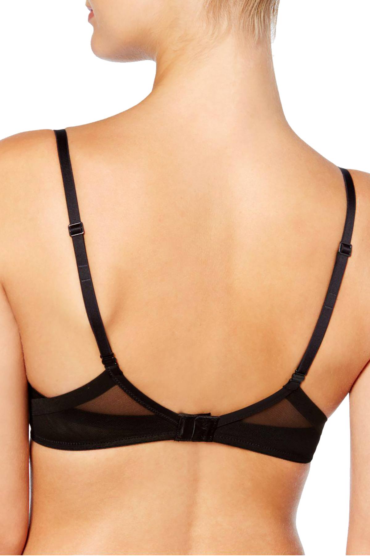 Calvin Klein Black Sculpted Mesh Panel Push Up Plunge Bra
