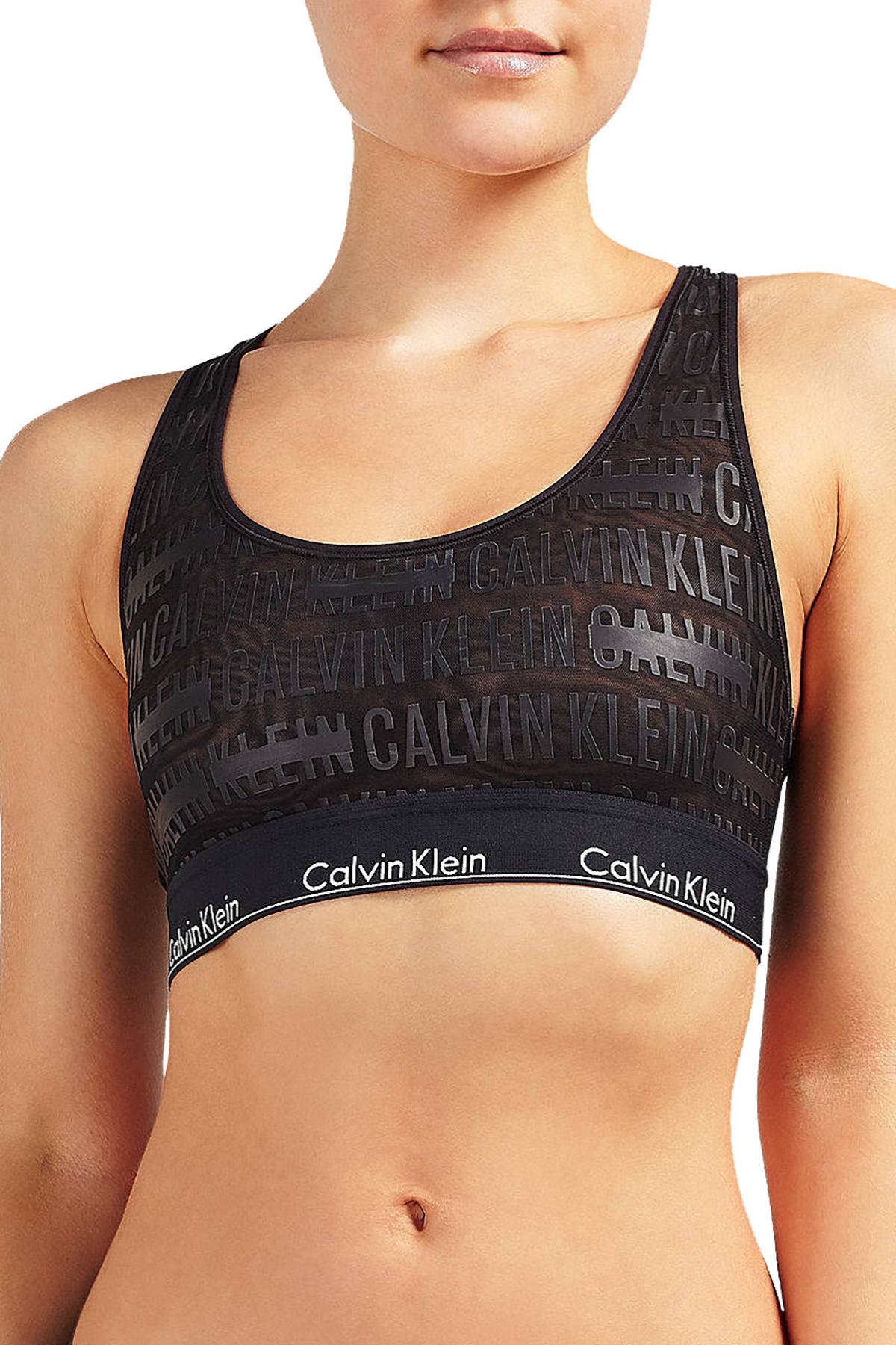 Calvin Klein Black Sheer Censored Logo Bralette
