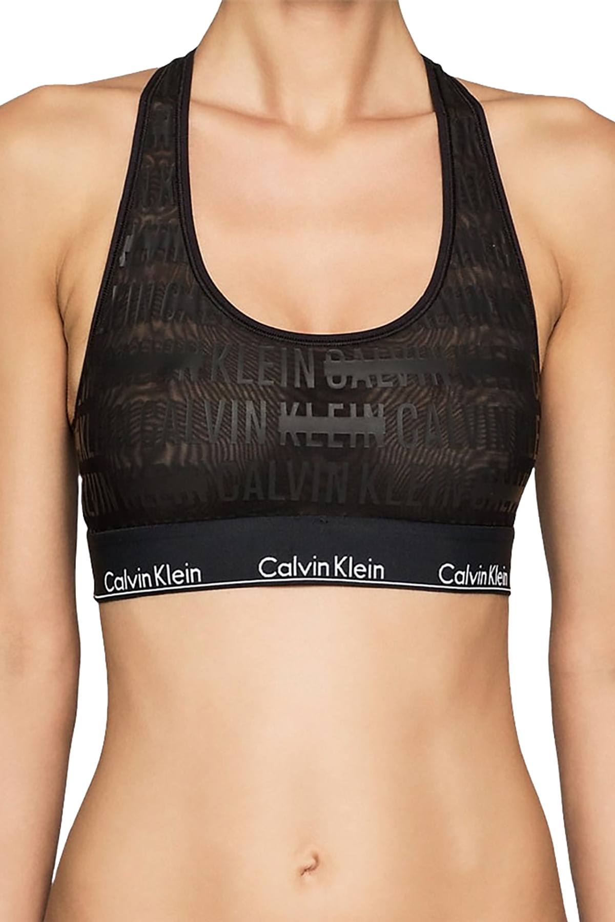 Calvin Klein Black Sheer Censored Logo Bralette
