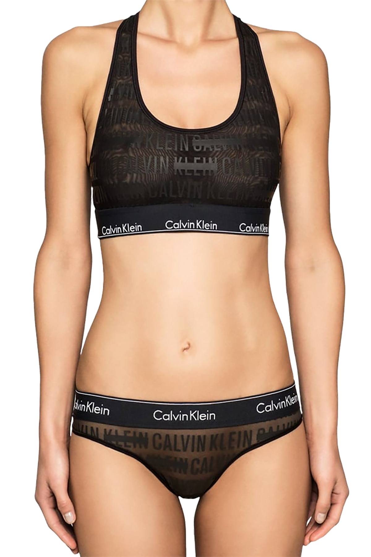 Calvin Klein Black Sheer Censored Logo Bralette