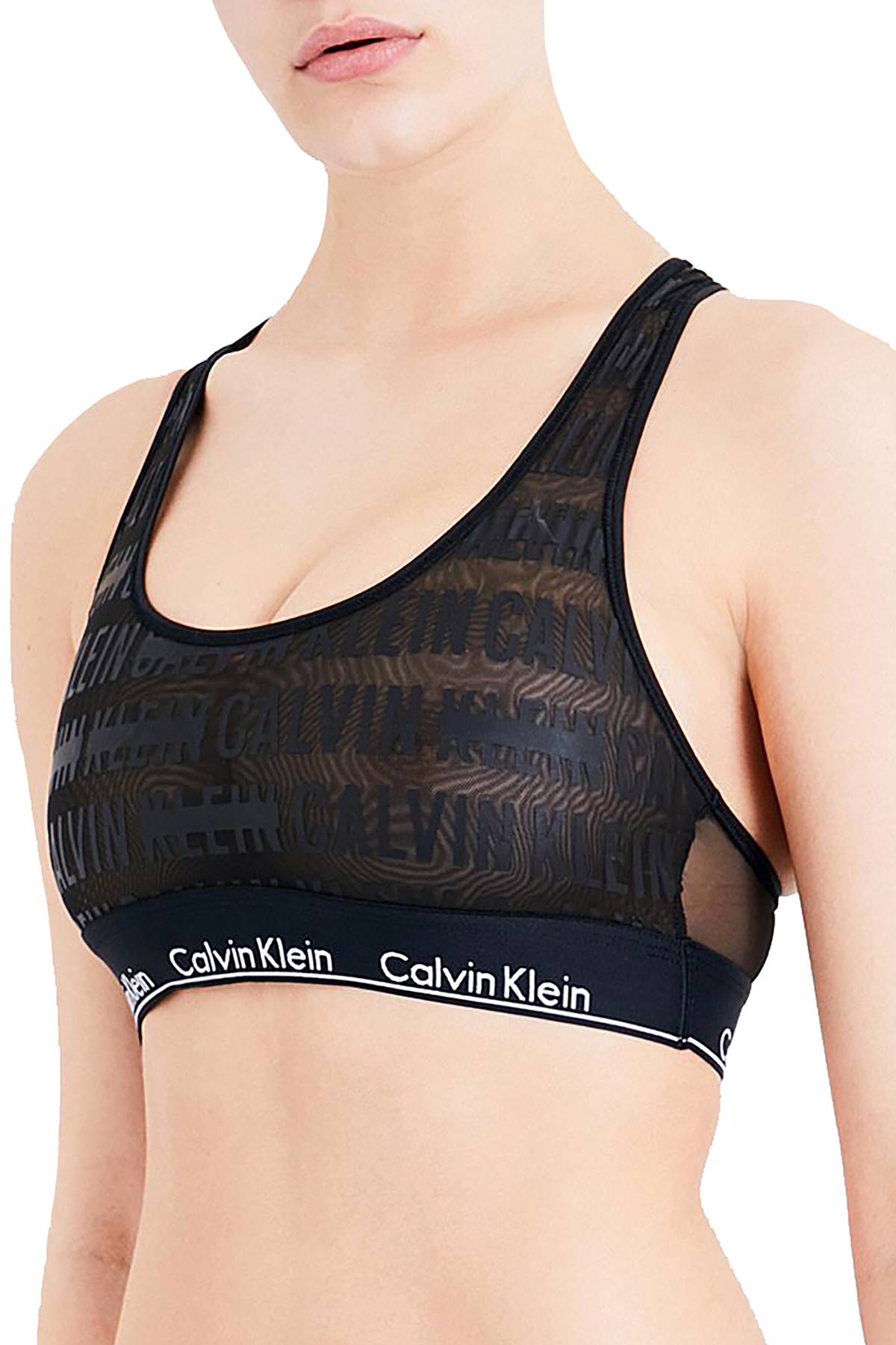 Calvin Klein Black Sheer Censored Logo Bralette