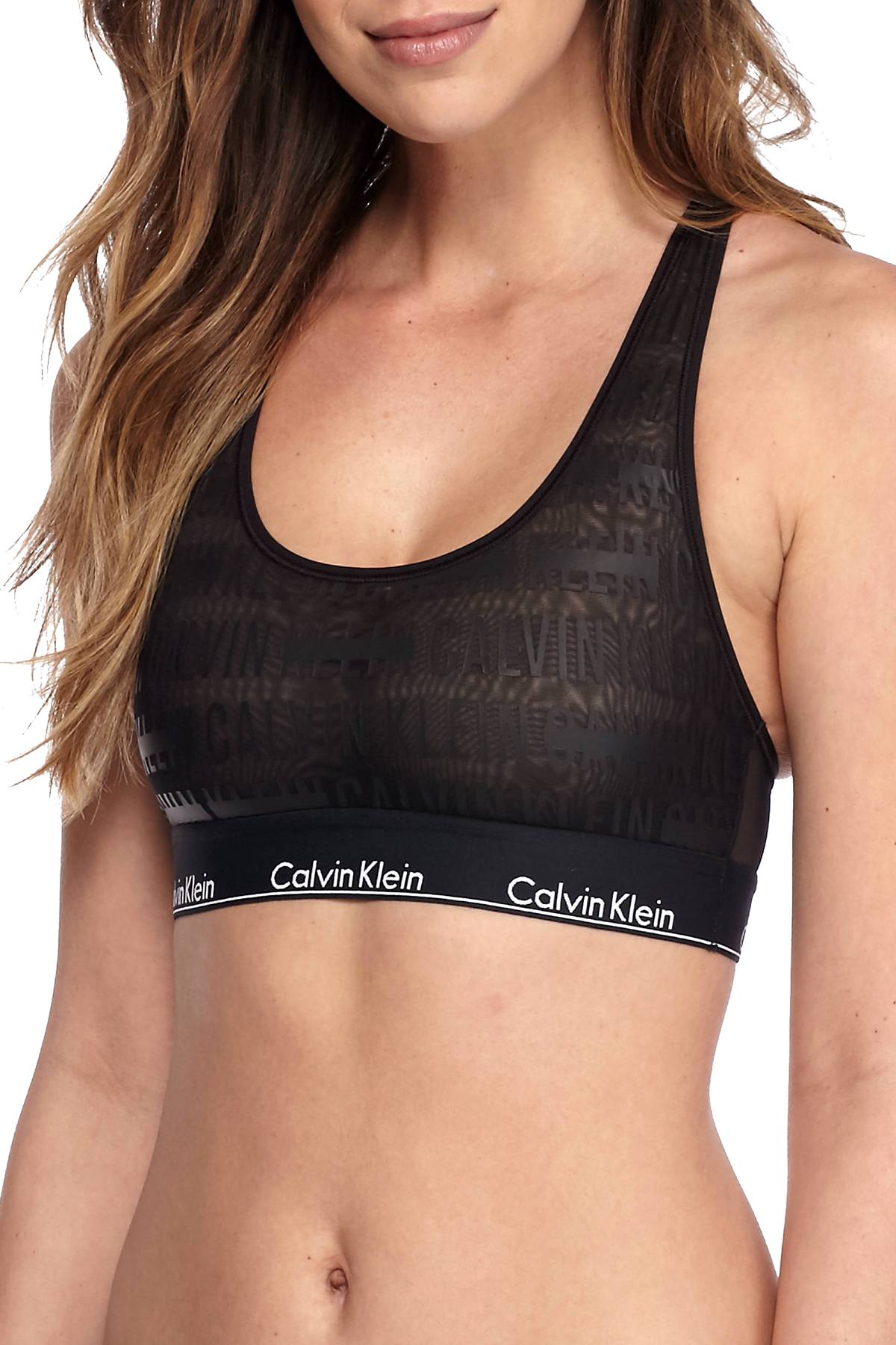 Calvin Klein Black Sheer Censored Logo Bralette