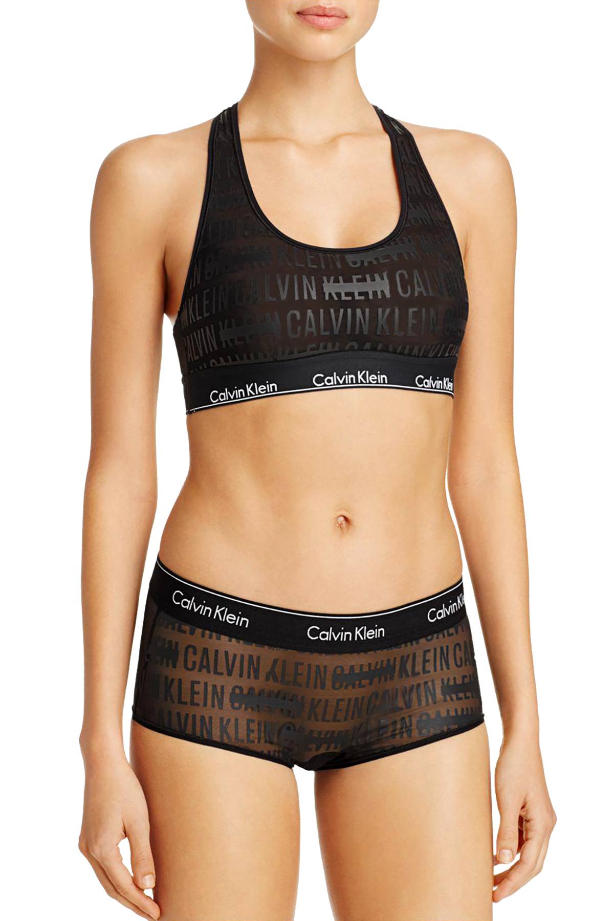 Calvin Klein Black Sheer Censored Logo Bralette