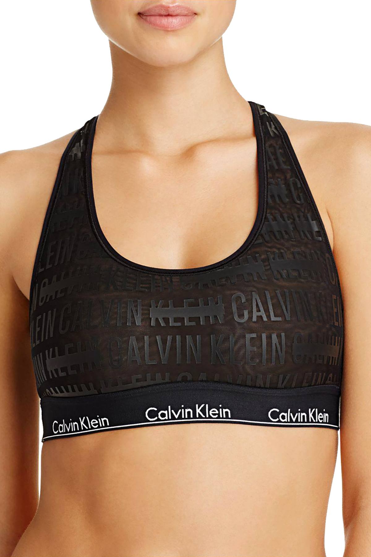 Calvin Klein Black Sheer Censored Logo Bralette