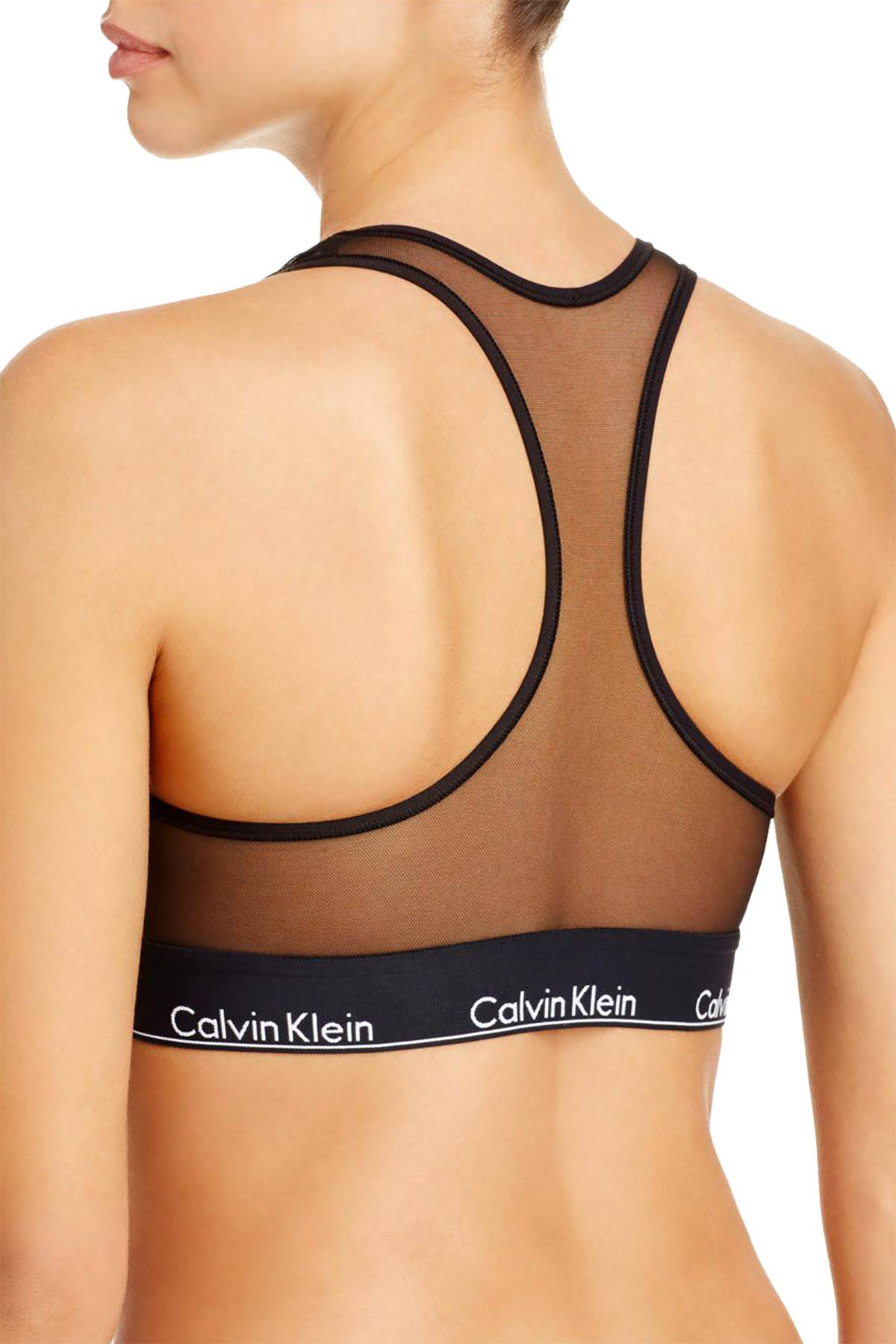 Calvin Klein Black Sheer Censored Logo Bralette