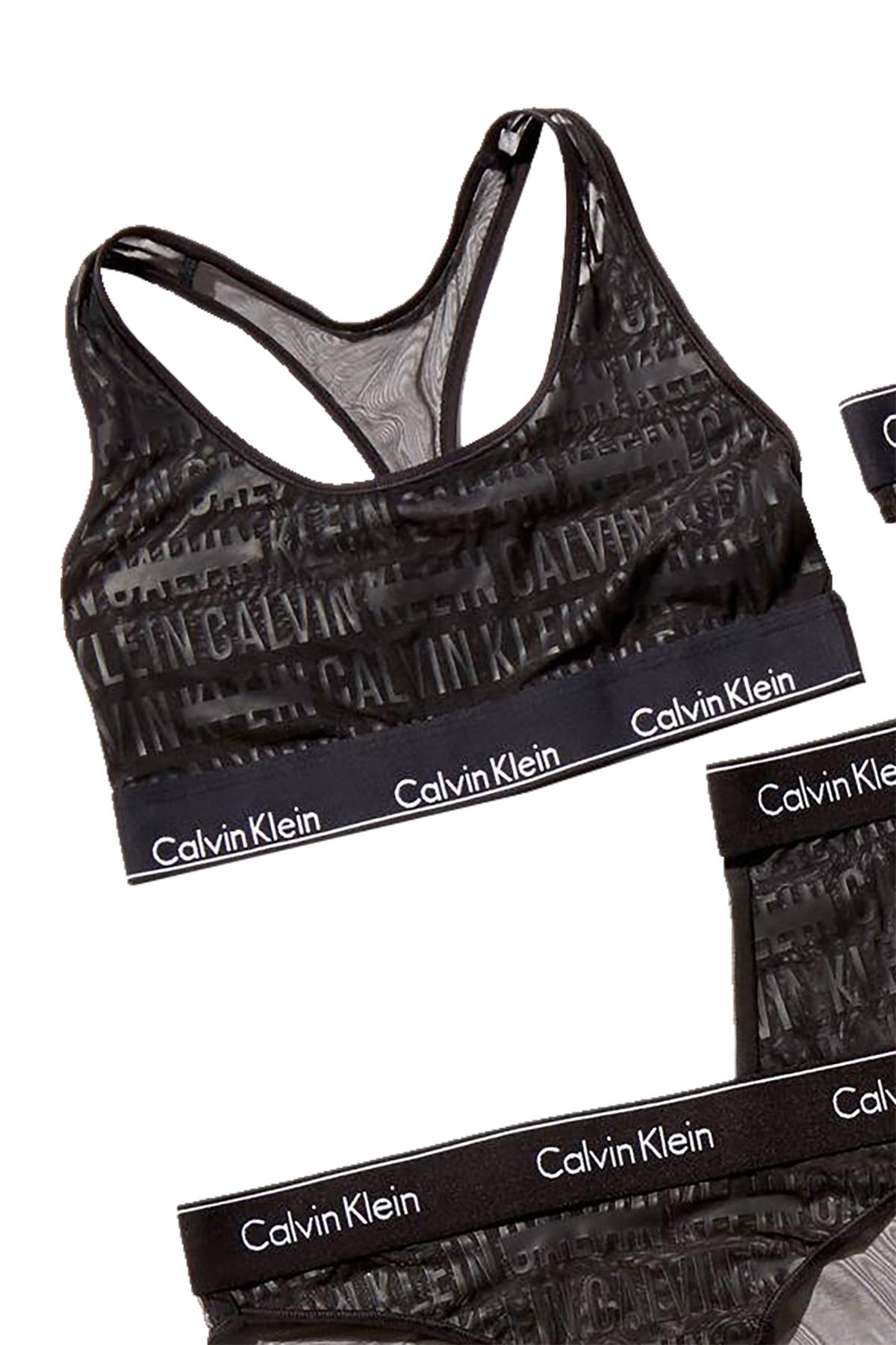 Calvin Klein Black Sheer Censored Logo Bralette
