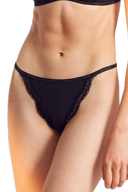 Calvin Klein Black Sheer Marquisette Lace-Trim Thong thumbnail 3