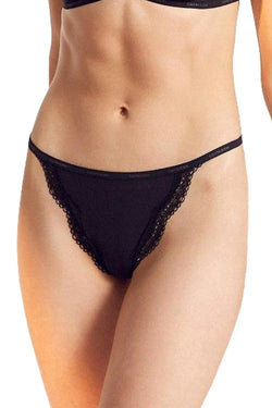 Calvin Klein Black Sheer Marquisette Lace-Trim Thong thumbnail 2