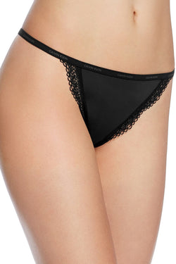 Calvin Klein Black Sheer Marquisette Lace-Trim Thong thumbnail 4