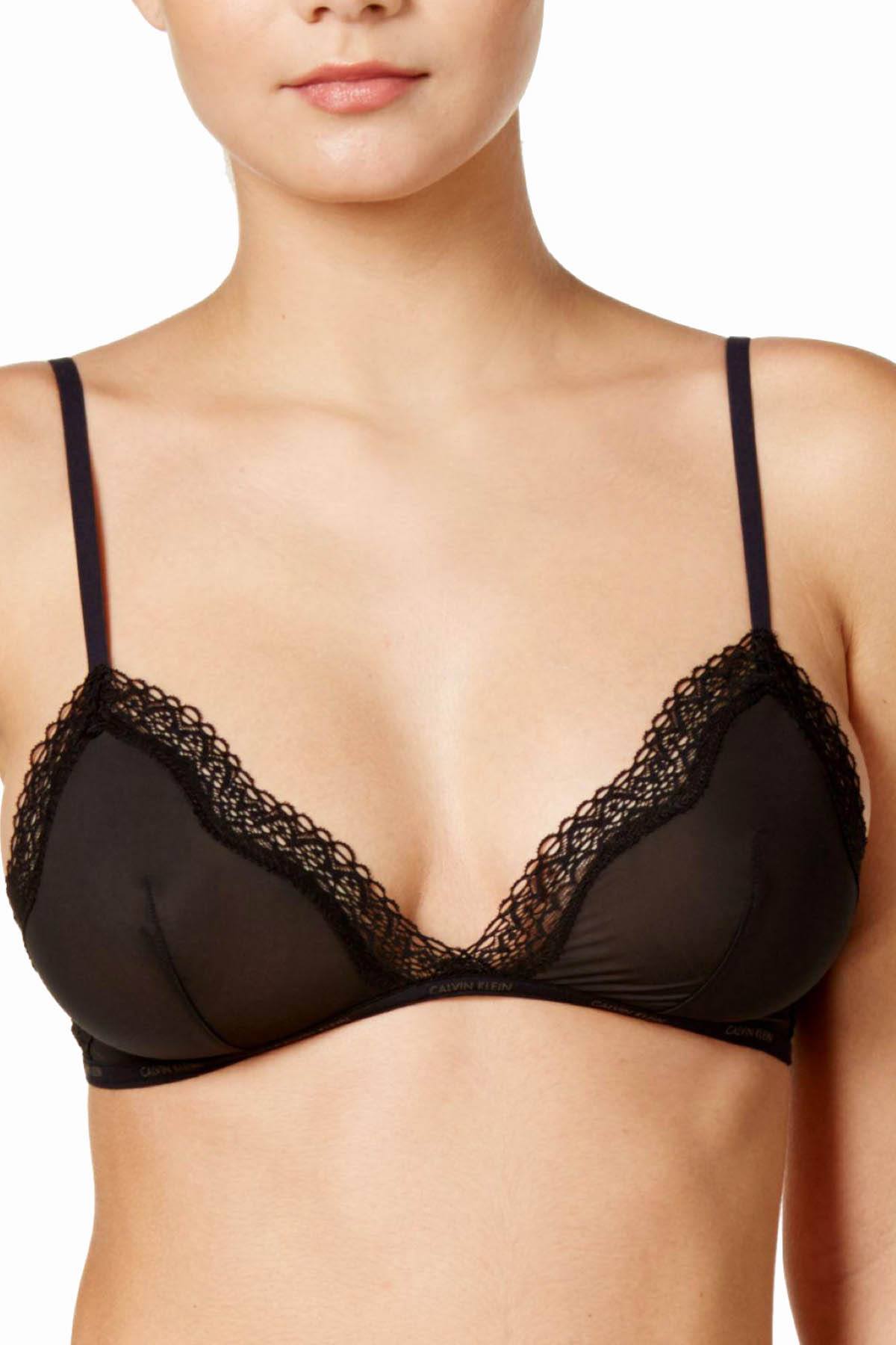 Calvin Klein Black Sheer Marquisette Lace-Trim Triangle Bralette