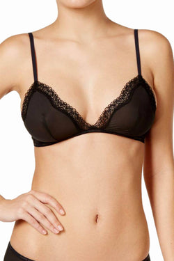 Calvin Klein Black Sheer Marquisette Lace-Trim Triangle Bralette thumbnail 2