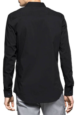Calvin Klein Black Slim Infinite Fit Stretch Chambray Long Sleeve Shirt thumbnail 2