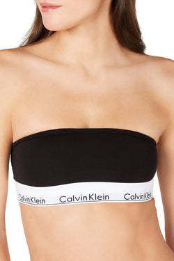 Calvin Klein Black Unlined Logo-Band Modal Blend Bandeau Bralette thumbnail 1