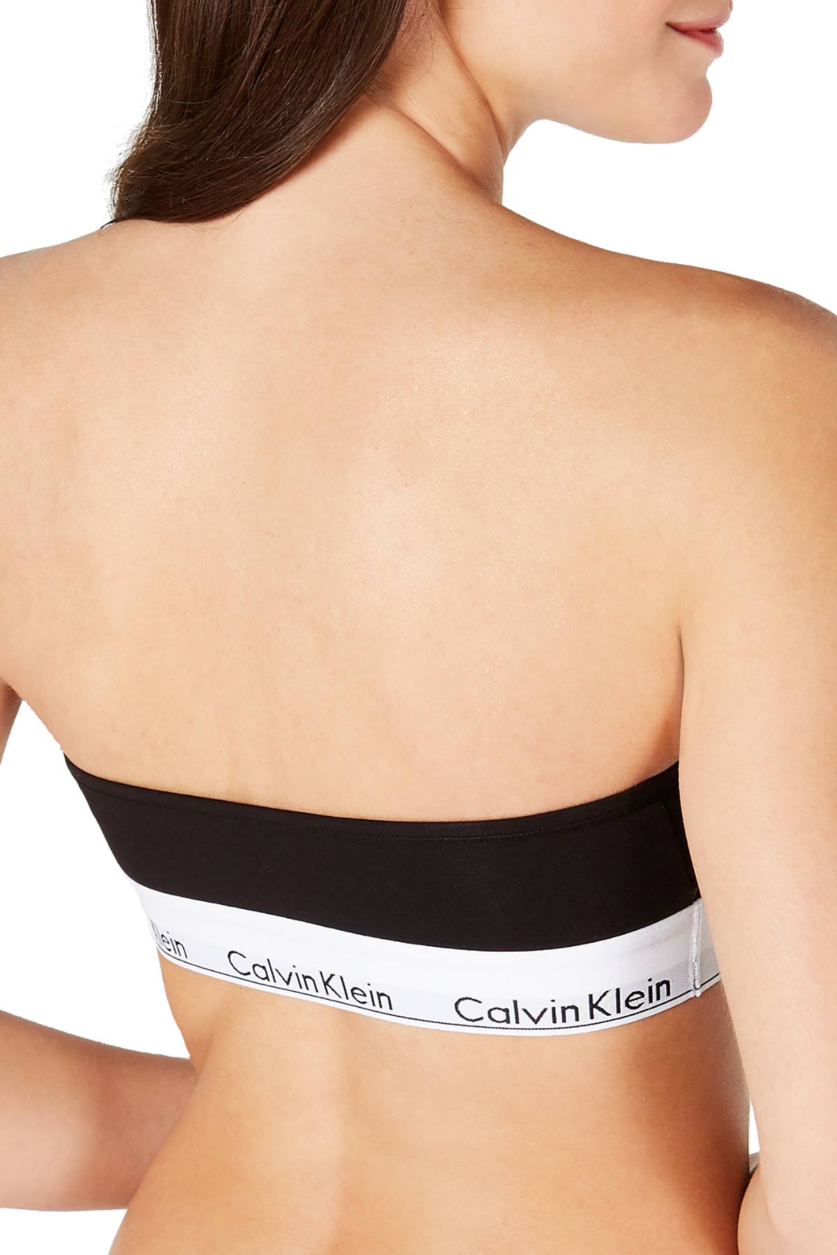 Calvin Klein Black Unlined Logo-Band Modal Blend Bandeau Bralette –  CheapUndies