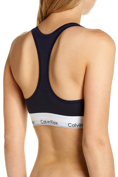 Calvin Klein Black Vertical-Stripe Logo-Band Bralette