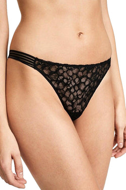 Calvin Klein Black Vixen Striped Lace Thong thumbnail 1