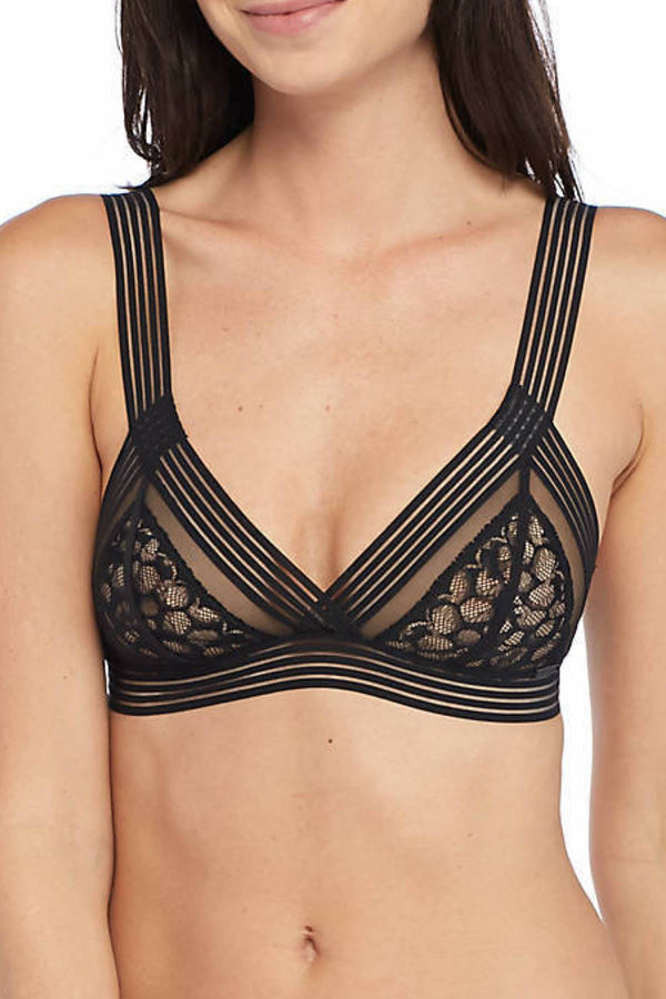 Calvin Klein Black Vixen Striped-Strap Lace Bra