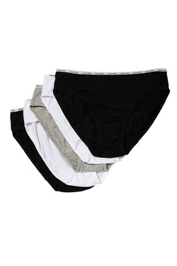 Calvin Klein Black/White/Grey Cotton Stretch Logo Bikini Panty 5 Pack thumbnail 3