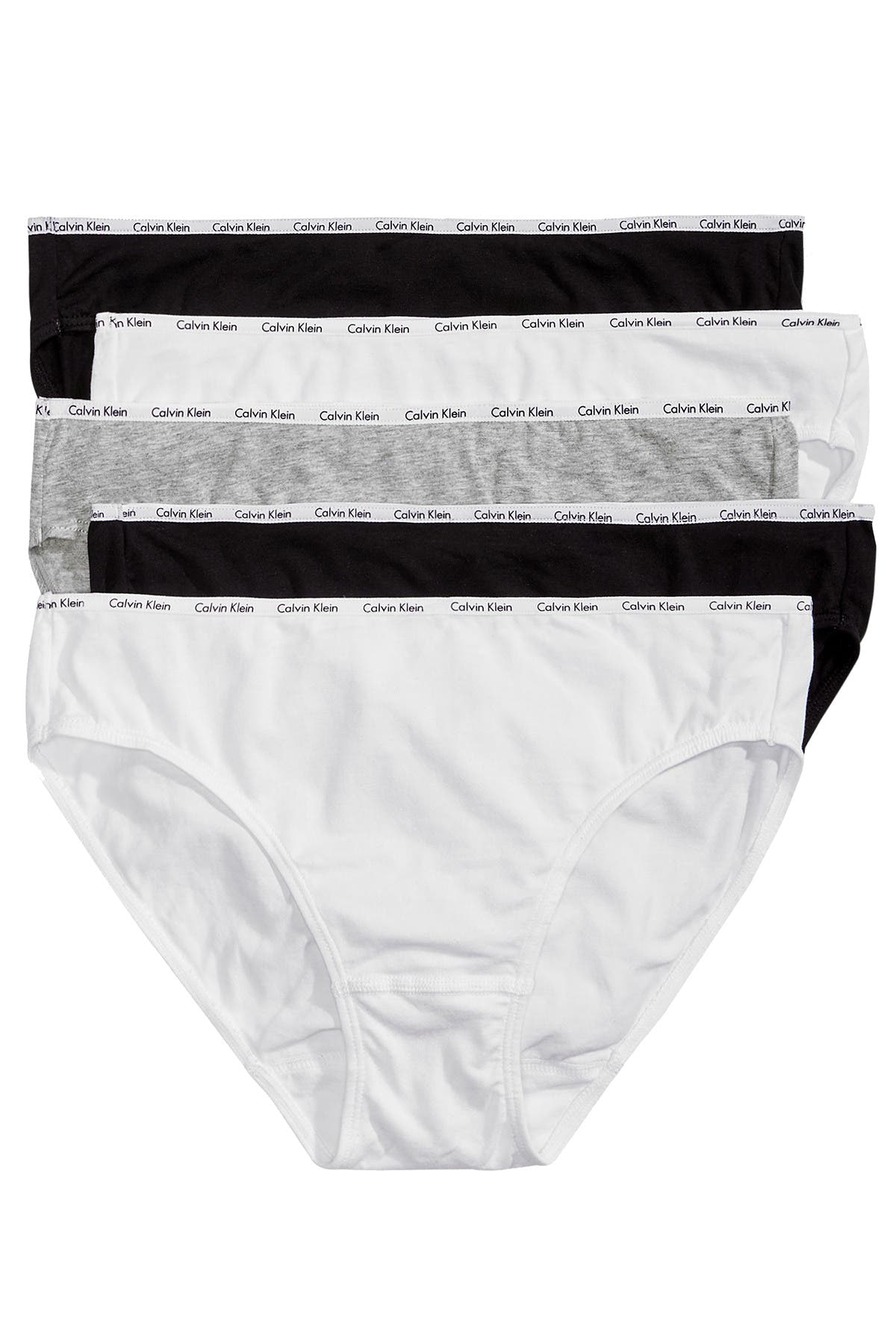 Calvin Klein Black/White/Grey Cotton Stretch Logo Bikini Panty 5 Pack