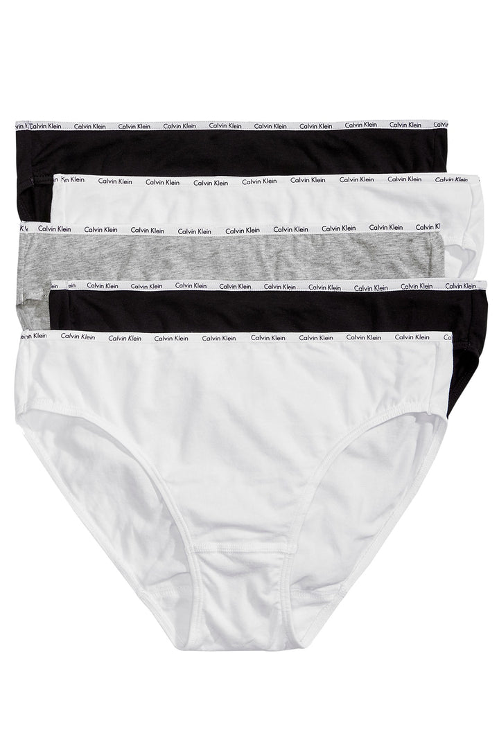 Calvin Klein Black/White/Grey Cotton Stretch Logo Bikini Panty 5 Pack