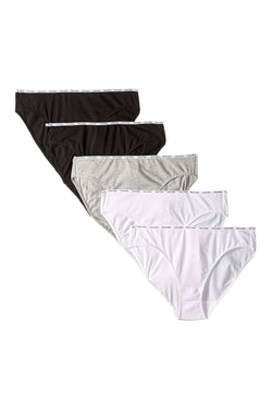 Calvin Klein Black/White/Grey Cotton Stretch Logo Bikini Panty 5 Pack thumbnail 2