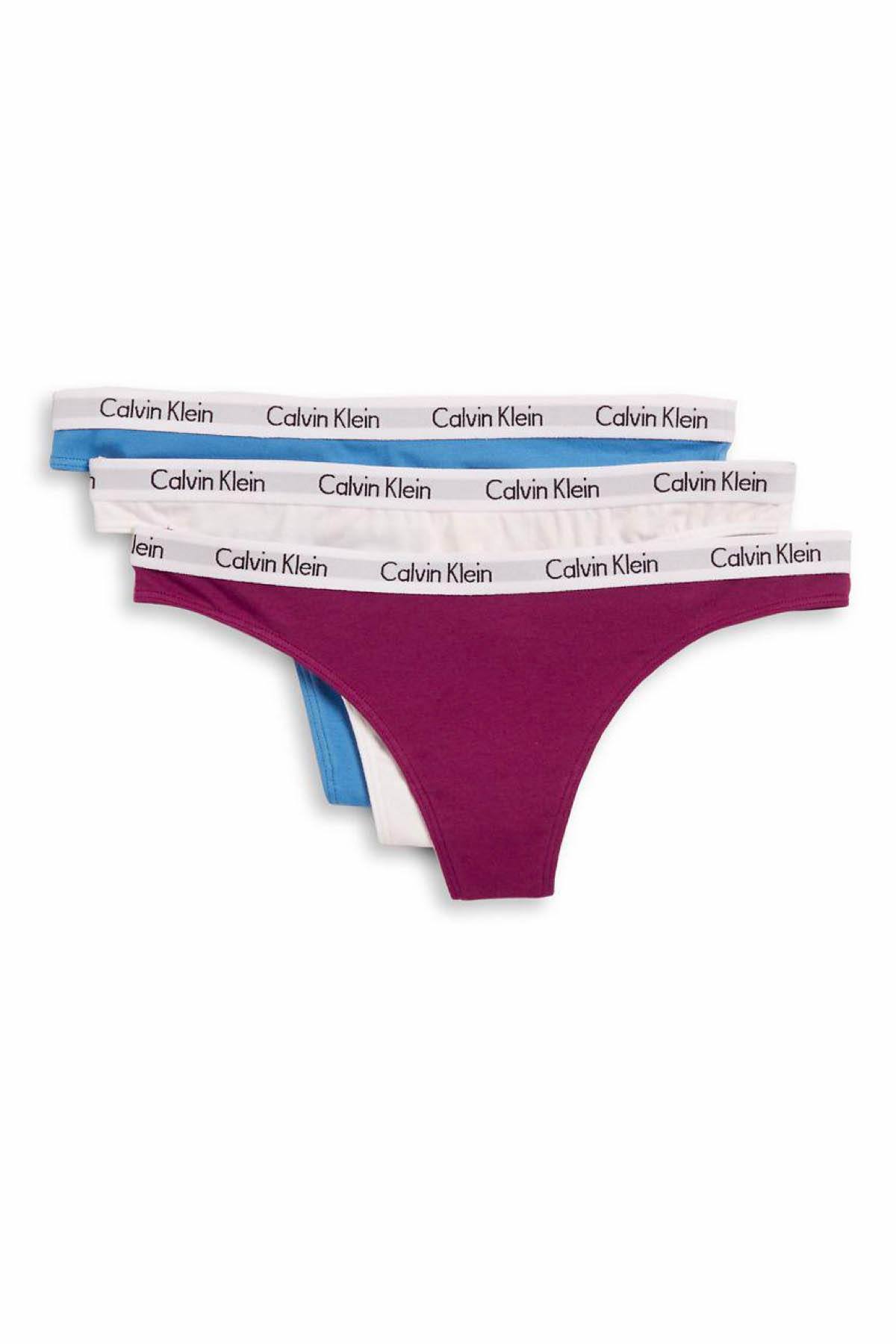 Calvin Klein Blue/Wine/White Carousel Thong 3-Pack