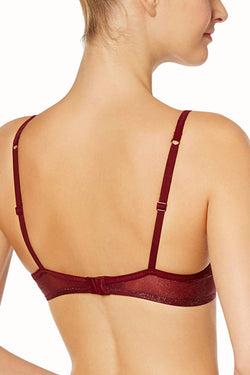 Calvin Klein Brazen-Wine Shimmer/Sheer Marquisette Logo-Trimmed Bra thumbnail 3