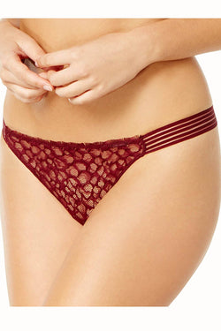 Calvin Klein Brazen-Wine Vixen Striped Lace Thong thumbnail 3