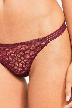 Calvin Klein Brazen-Wine Vixen Striped Lace Thong thumbnail 4