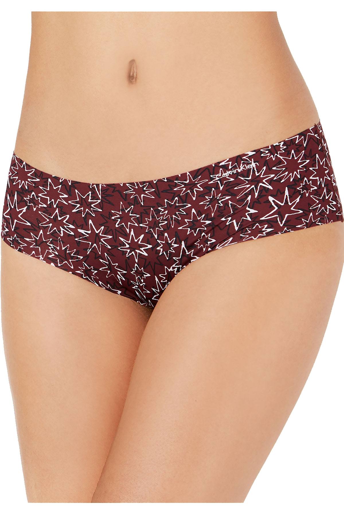 Calvin Klein Burgundy Layered-Starburst Phoebe Printed Invisibles Hipster