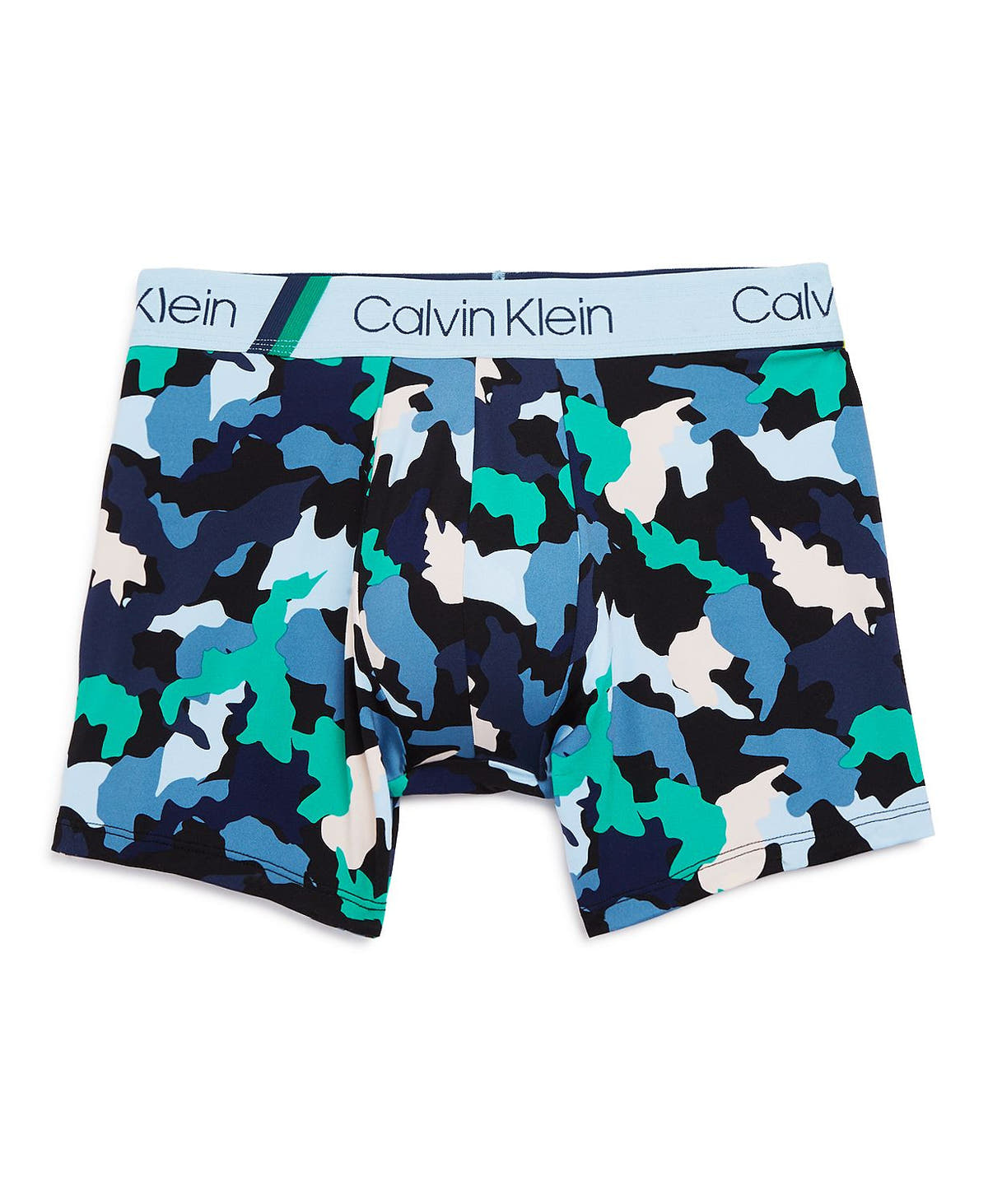 Calvin Klein Camouflage-print Microfiber Boxer Briefs Light Blue/gray