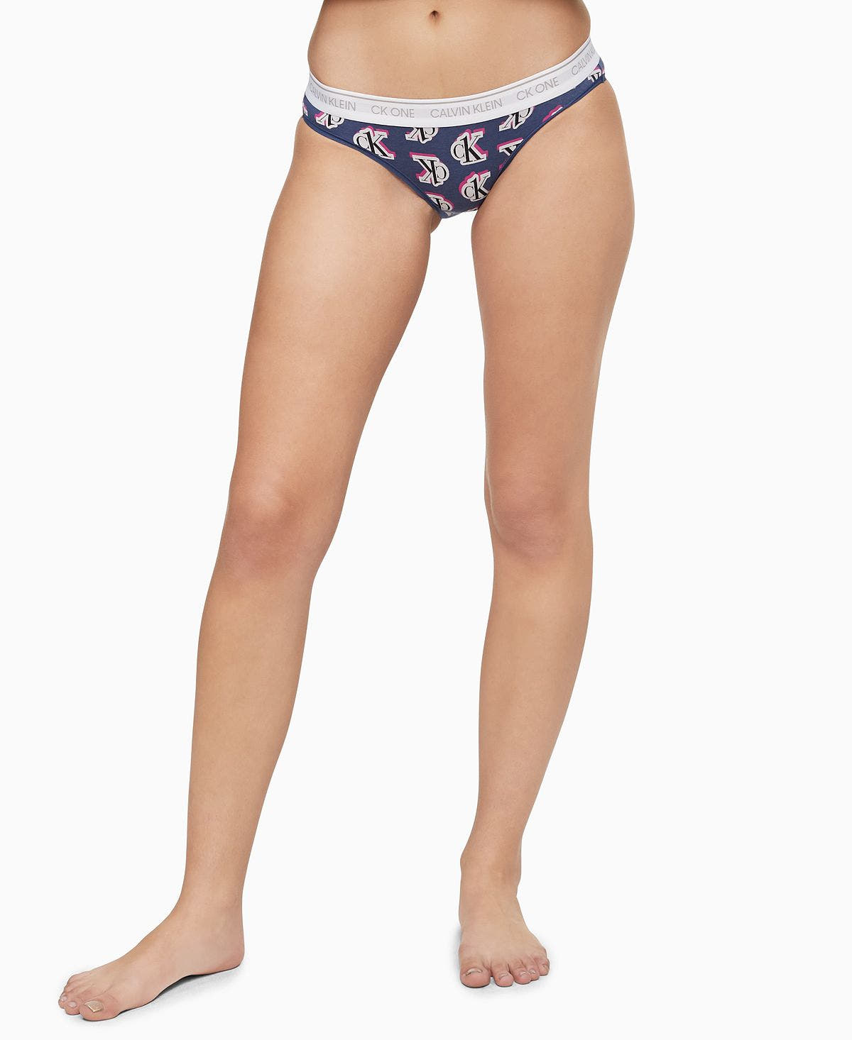 Calvin Klein Ck One Cotton Bikini Underwear Qf5735 Logo Step Print_seashore Blue