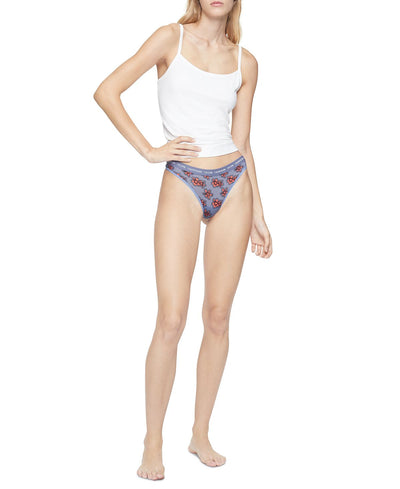 Calvin Klein Ck One Micro Singles Thong Underwear Qd3790 Mini Lily Print_bleached Denim