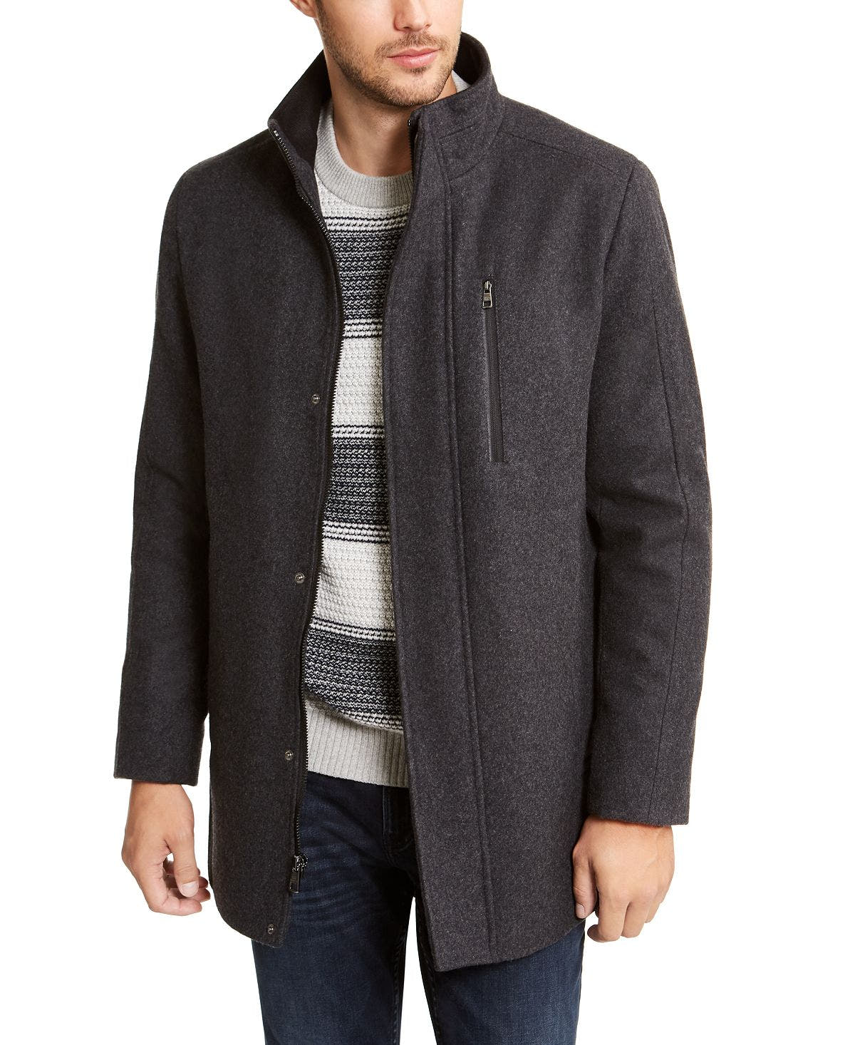 Calvin Klein Classic Wool Overcoat Charcoal