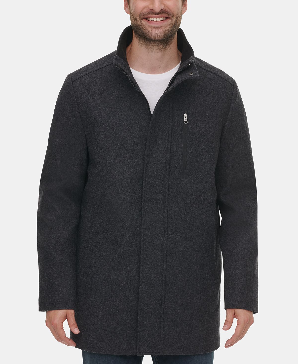 Calvin Klein Classic Wool Overcoat Charcoal