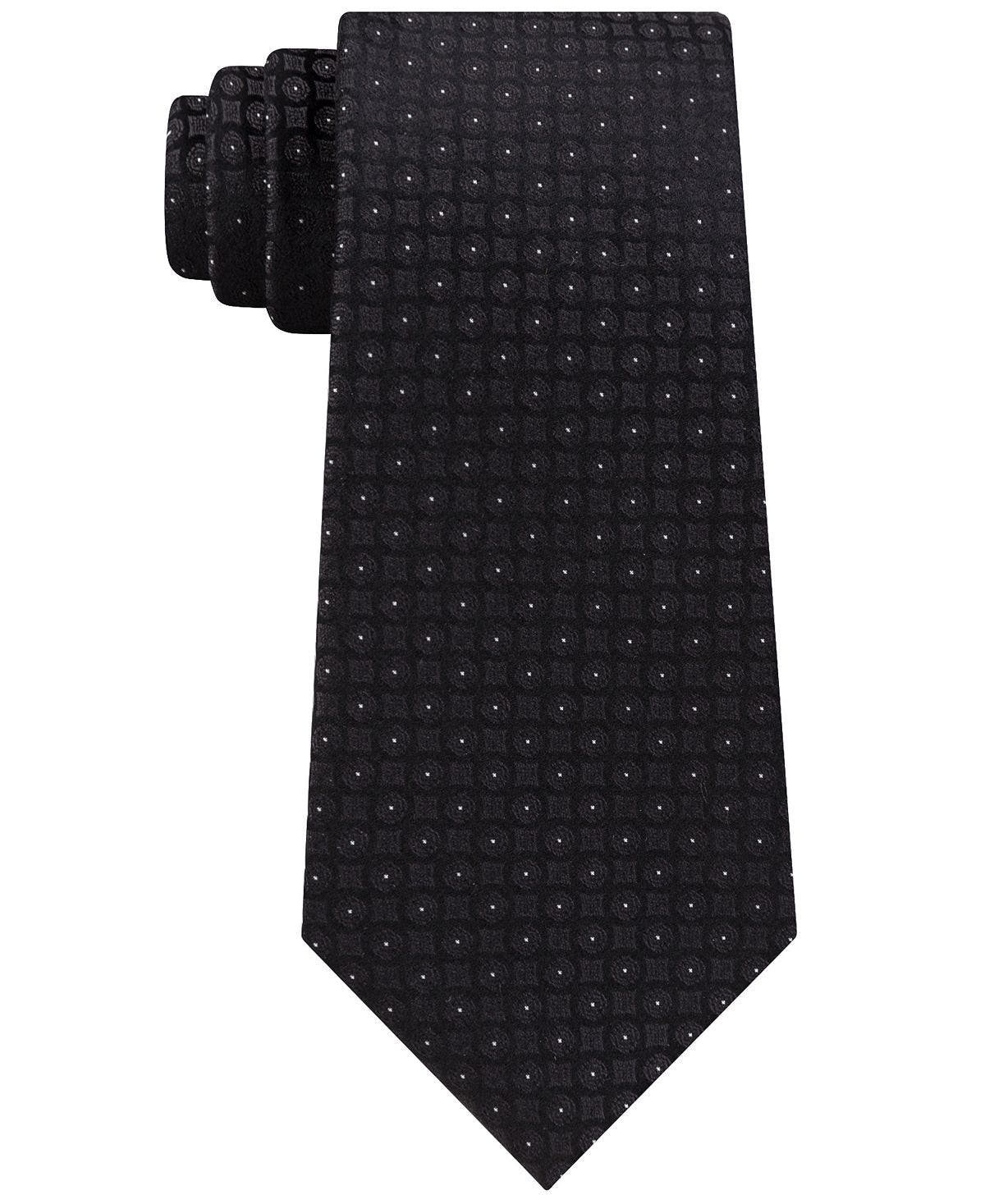 Calvin Klein Clean Medallion Slim Silk Tie Black