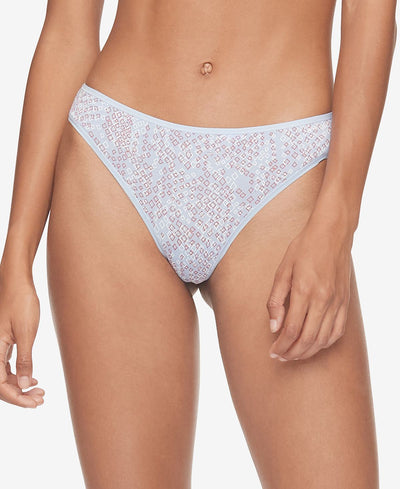 Calvin Klein Cotton Form Thong Underwear Qd3643 Metallic Fleck Print_prepster Blue