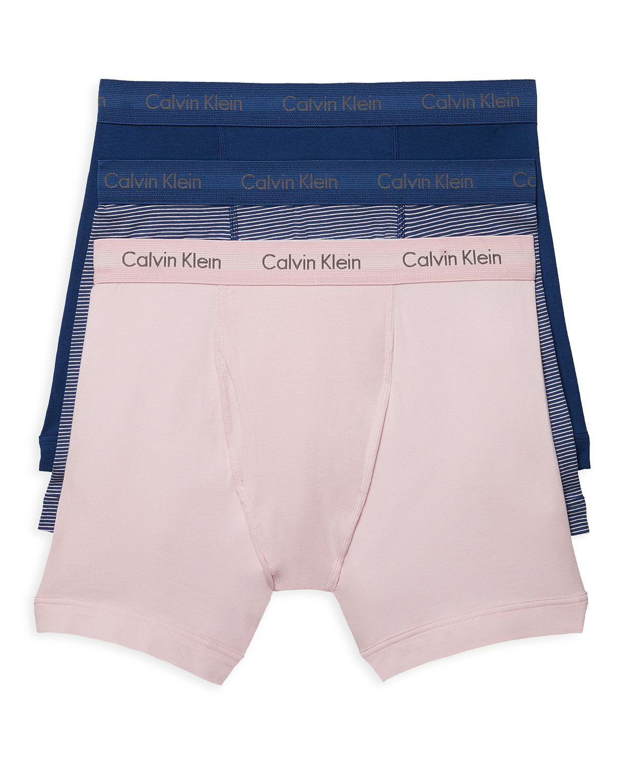 Calvin Klein Cotton Stretch Boxer Briefs Pack Of 3 Pink/blue Stripe/blue